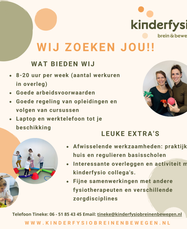 Vacature: wie komt ons kinderfysioteam versterken?